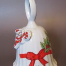 Vintage Ceramic Christmas Bell – 3D Santa & Red Bow – Made in Taiwan