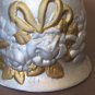 Vintage 6" Ceramic Hand Painted Floral Bell - Silver & Gold Rose Relief