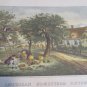 Vintage Currier & Ives "American Homestead Autumn" Print &acirc;�� Solid Condition
