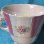 Vintage Enesco Pink Panels Rose Teacup Saucer Set - Mid Century Japan Lusterware