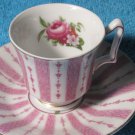 Vintage 1950s Richard Japan Hand-Painted Demitasse Cup and Saucer Set - Pink & G