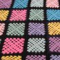 Retro 70s Crochet Granny Square Throw Blanket | Cozy Bohemian Afghan 62"x54"