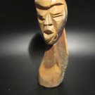 Vintage Bahamian Hand-Carved Wood Bust – Brutalist Style