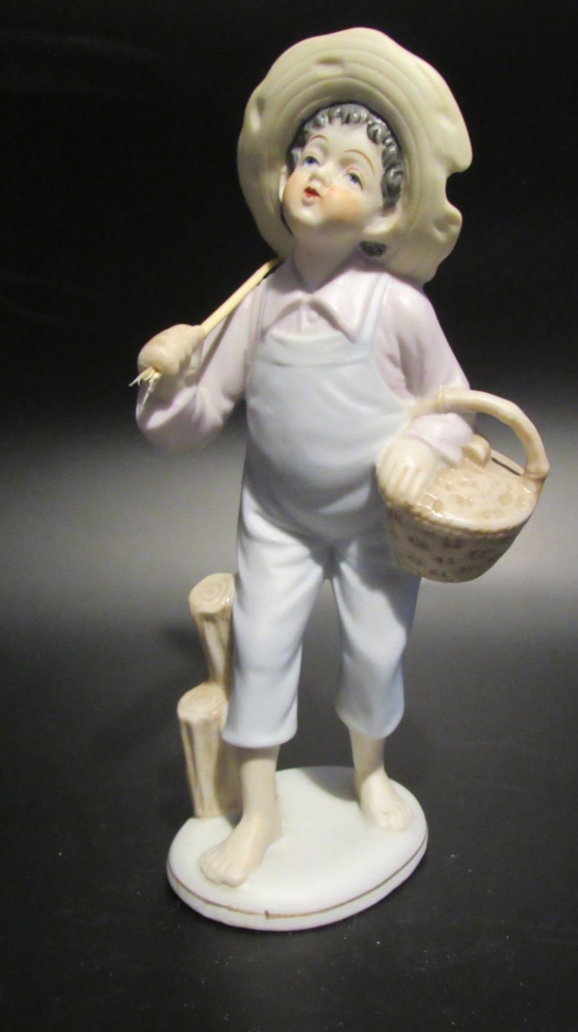 Vintage Ucagco China "Boy Going Fishing" Porcelain Figurine