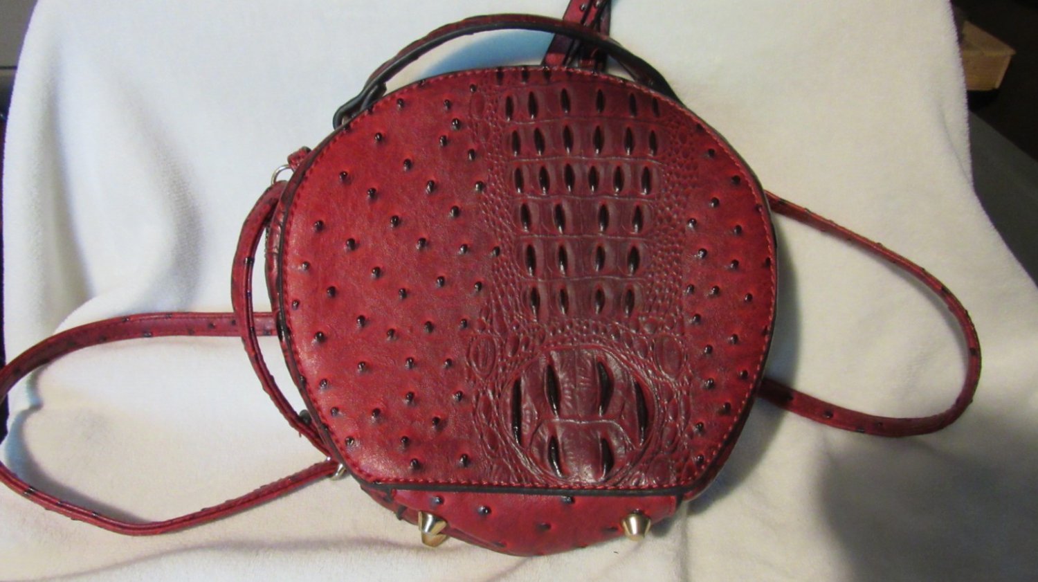 MKF Collection Round Red Croc Crossbody Bag - Good Condition 8x8