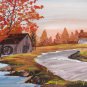 Original Autumn Landscape Painting – Hand-Painted Watermill Scene