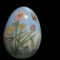 Vintage Hand Blown Glass Egg Reverse Painted Flowers Butterfly 2.5” Easter Decor