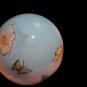 Vintage Hand Blown Glass Egg Reverse Painted Flowers Butterfly 2.5â Easter Decor