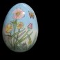 Vintage Hand Blown Glass Egg Reverse Painted Flowers Butterfly 2.5â Easter Decor