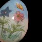 Vintage Hand Blown Glass Egg Reverse Painted Flowers Butterfly 2.5â Easter Decor