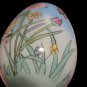 Vintage Hand Blown Glass Egg Reverse Painted Flowers Butterfly 2.5â Easter Decor