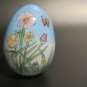 Vintage Hand Blown Glass Egg Reverse Painted Flowers Butterfly 2.5â Easter Decor