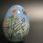 Vintage Hand Blown Glass Egg Reverse Painted Flowers Butterfly 2.5â Easter Decor