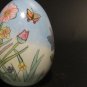 Vintage Hand Blown Glass Egg Reverse Painted Flowers Butterfly 2.5â Easter Decor
