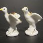 Set of 2 Vintage Miniature Bone China Geese / Doves - 1.25" Tall - Japan