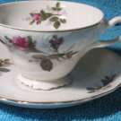 Vintage Moss Rose Porcelain Teacup and Saucer Set - Gold Trim, Made in Japan Vintage Moss Rose Porcelain Teacup and Saucer Set - Gold Trim, Made in Japan