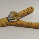 Hand Carved Wooden Tiger Slingshot Painted Animal Folk Art Toy Collectible