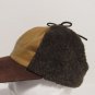 Trapper Hat Suede Leather Bill Canvas Cap Faux Fur Ear Flaps Leather Tie Strap S