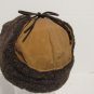 Trapper Hat Suede Leather Bill Canvas Cap Faux Fur Ear Flaps Leather Tie Strap S