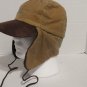 Trapper Hat Suede Leather Bill Canvas Cap Faux Fur Ear Flaps Leather Tie Strap S