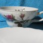Vintage Moss Rose Porcelain Teacup and Saucer Set - Japan - Flaw