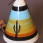 Vintage Southwestern Pottery Bell Wind Chime - Hand Painted Desert Landscape - 3
