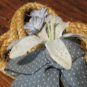 Pair of Vintage Knotted Rope Home Decor Hanging Pieces With Blue Floral Ribbons