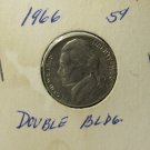 1966 Jefferson Nickel – Doubled Die Reverse (DDR) "Double Bldg" Error – Circulat