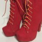 Red High Heel Platform Ankle Boots with Studs And Spikes Details Made By Alba