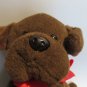 Vintage 2015 Animal Adventure Floppy Brown Dog Plush Red Ribbon - 10 Inch