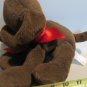 Vintage 2015 Animal Adventure Floppy Brown Dog Plush Red Ribbon - 10 Inch