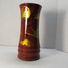 Vintage Red & Gold Ceramic Asian Vase 6" – Hand-Painted Bird & Bamboo Motif