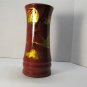 Vintage Red & Gold Ceramic Asian Vase 6" – Hand-Painted Bird & Bamboo Motif