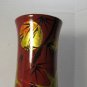 Vintage Red & Gold Ceramic Asian Vase 6" – Hand-Painted Bird & Bamboo Motif