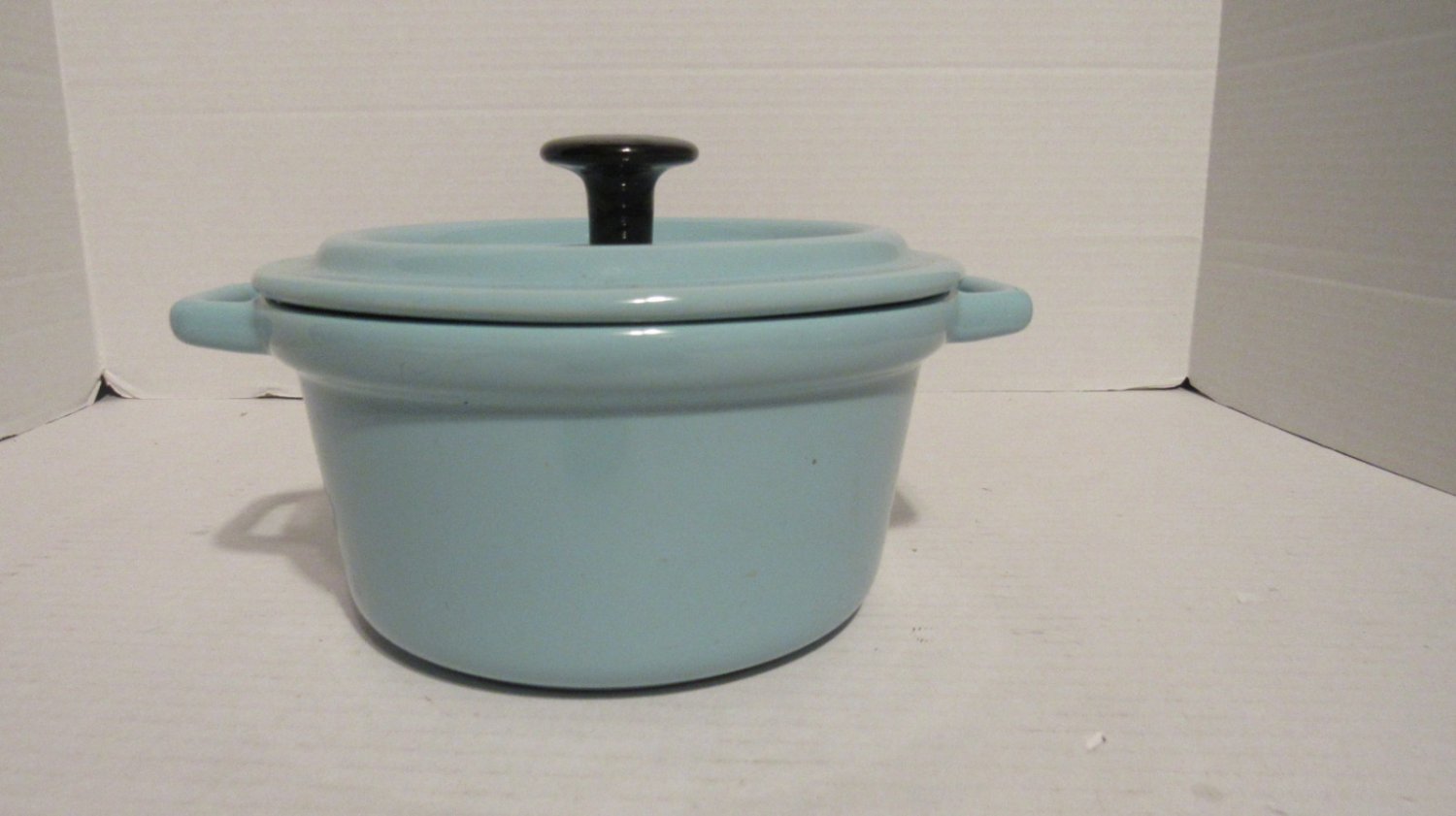 Carribbean Blue Casserole Pan Ceramic Pan Mini Cocotte 7" Across 3.5" Deep