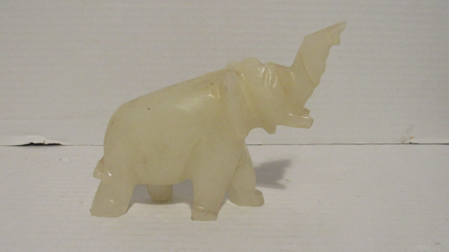 Onyx Elephant Figurine Heavy Elephant Solid Onyx Cream Color With Darker Hues