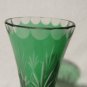 Vintage Bohemian Green Cut-to-Clear Crystal Vase