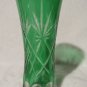 Vintage Bohemian Green Cut-to-Clear Crystal Vase