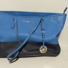 Michael Kors Saffiano Leather Tote Bag Blue And Navy Colorblocked Design Used Michael Kors Saffiano Leather Tote Bag Blue And Navy Colorblocked Design Used