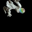 Vintage Miniature Pewter Dragon Figurine with Iridescent Faceted Crystal Ball Vintage Miniature Pewter Dragon Figurine with Iridescent Faceted Crystal Ball