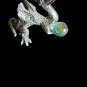 Vintage Miniature Pewter Dragon Figurine with Iridescent Faceted Crystal Ball