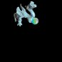 Vintage Miniature Pewter Dragon Figurine with Iridescent Faceted Crystal Ball