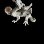 Vintage Miniature Pewter Dragon Figurine with Iridescent Faceted Crystal Ball