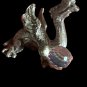 Vintage Miniature Pewter Dragon Figurine with Iridescent Faceted Crystal Ball