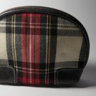 Vintage Plaid Domed Cosmetic Pouch / Makeup Bag