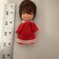 Vintage Pee Wee Doll with Red Dress and Brown Hair