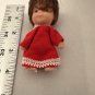 Vintage Pee Wee Doll with Red Dress and Brown Hair