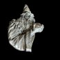 Vintage JJ Merlin Wizard Brooch Pewter Crystal Ball Rhinestone Fantasy Pin Large