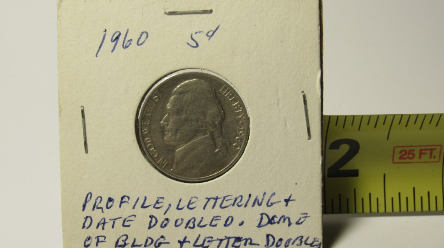 1960 Jefferson Nickel - DOUBLE ERROR - DDO & DDR Doubled Die - Rare!