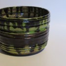 Vintage Studio Pottery Bowl Green & Black Drip Glaze 5.25" Rustic Farmhouse Deco Vintage Studio Pottery Bowl Green & Black Drip Glaze 5.25" Rustic Farmhouse Deco